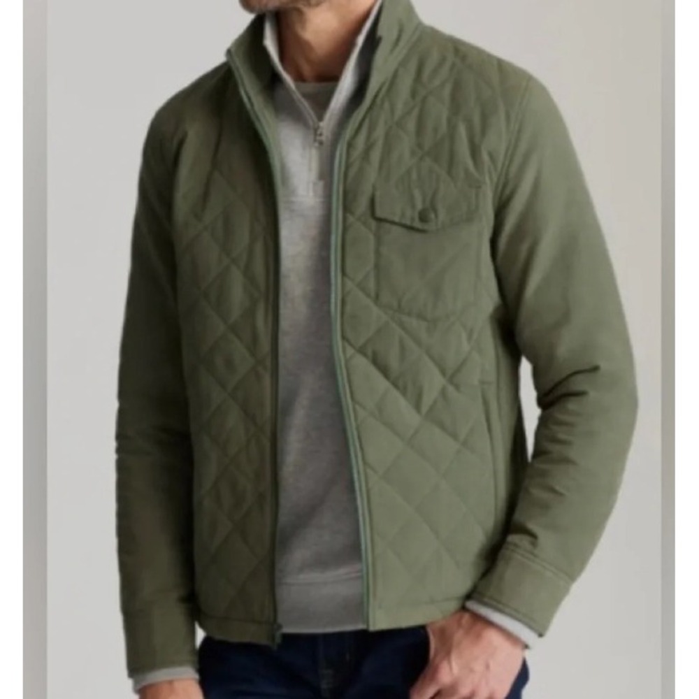 Untuckit Men's Quilted Army Green Marty Jacket Large Zip Casual - Small Flaw